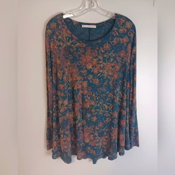 Peruvian Connection Floral Pullover Tunic Top Pima Cotton Sz XS - Picture 1 of 4